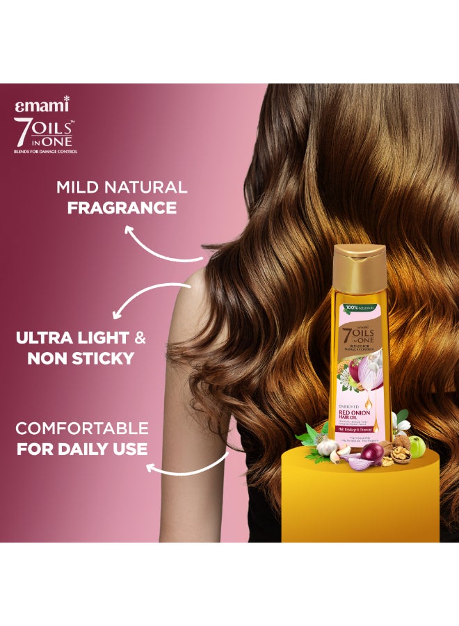 emami زيت شعر البصل الأحمر | مزيج عشبي طبيعي 100% معزز | صيغة التحكم في التلف | يقوي الشعر ويقلل من التكسر | بدون بترولات | للشعر الكثيف والممتلئ - Image 3